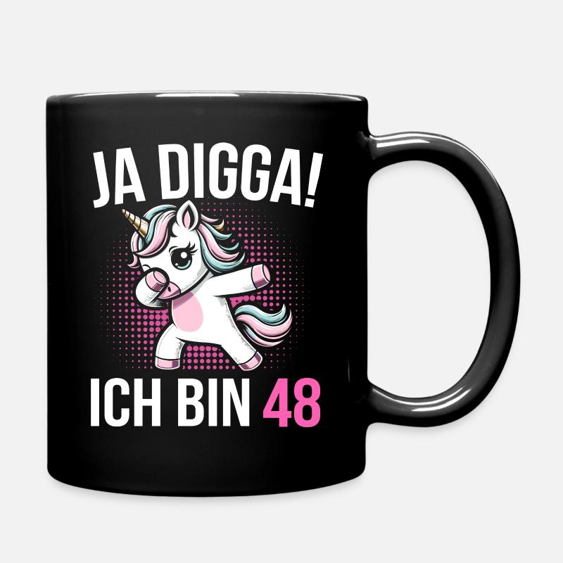 48. Geburtstag Frauen Einhorn Geschenk - Tasse einfarbig - Schwarz