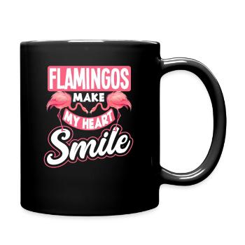 Flamingo Lachen Herz Spruch Geschenk - Tasse einfarbig - Schwarz - Rechts
