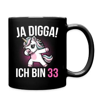 33. Geburtstag Frauen Einhorn Geschenk - Tasse einfarbig - Schwarz - Rechts