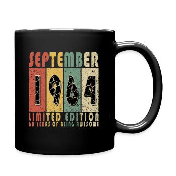 Vintage September 1964 Vintage Retro Birthday - Full Colour Mug - black - Right