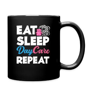 Eat Sleep Daycare Repeat - Full Colour Mug - black - Right