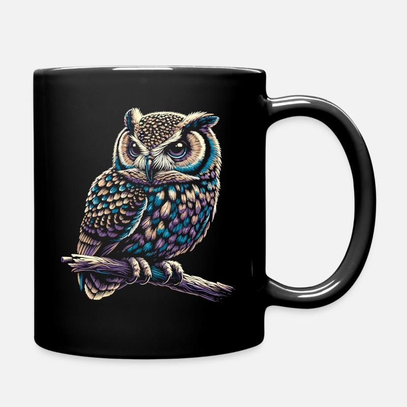 Eule Kunst Geschenk Geburtstag - Tasse einfarbig - Schwarz