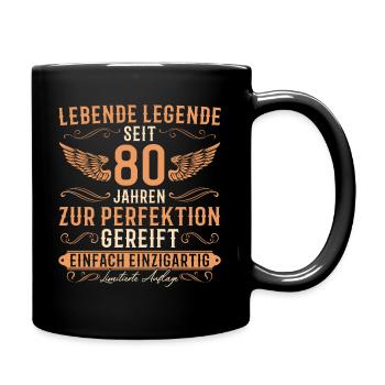 80 Geburtstag Lebende Legende seit 80 Jahren - Tasse einfarbig - Schwarz - Rechts