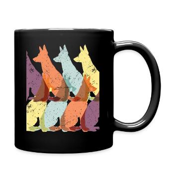 Malinois Dog Art 60s Style Minimal - Full Colour Mug - black - Right
