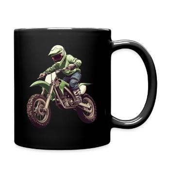 Motocross und Dirt bike - Tasse einfarbig - Schwarz - Rechts