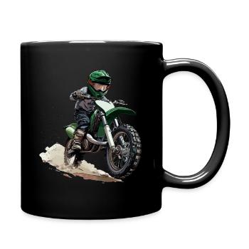 Motocross und Dirt bike - Tasse einfarbig - Schwarz - Rechts