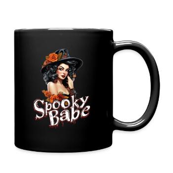 Spooky Babe Retro Witch avec des Roses Dames - Mug uni - noir - Droite