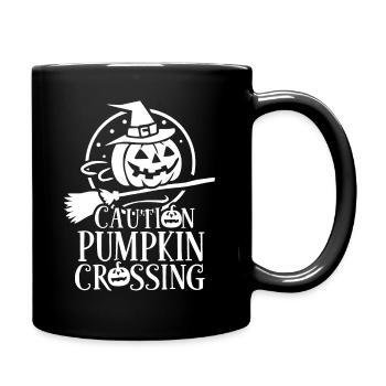 Halloween Kürbis Spruch Caution Pumkin Crossing - Tasse einfarbig - Schwarz - Rechts