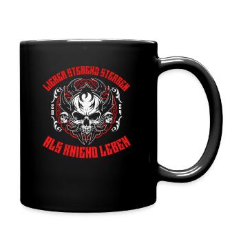 Skull Viking Design Lieber stehend sterben 2024 - Tasse einfarbig - Schwarz - Rechts