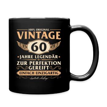 Vintage 60 Jahre Mann 60 Geburtstag - Tasse einfarbig - Schwarz - Rechts