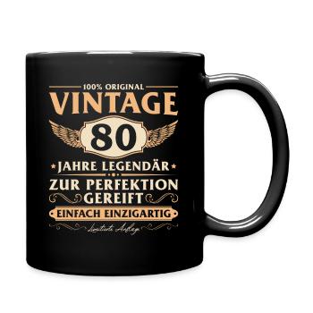Vintage 80 Jahre Mann 80 Geburtstag - Tasse einfarbig - Schwarz - Rechts