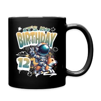 Astronaute 12e anniversaire Chien de l'espace drôle - Mug uni - noir - Droite