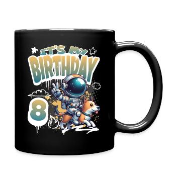 Astronaute 8e anniversaire Chien de l'espace drôle - Mug uni - noir - Droite