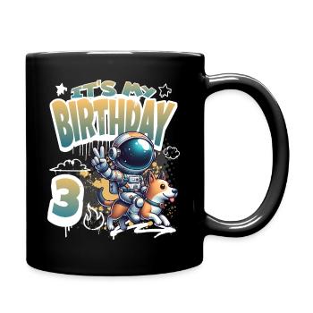 Astronaute 3e anniversaire Chien de l'espace drôle - Mug uni - noir - Droite