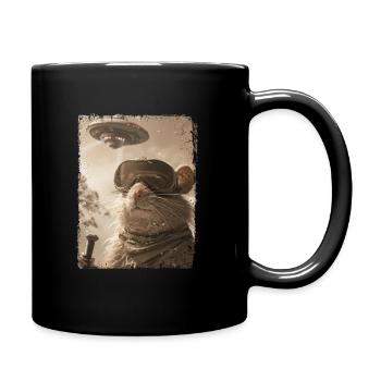 UFO Retro Vintage Uncanny Alien Ski Mouse - Full Colour Mug - black - Right