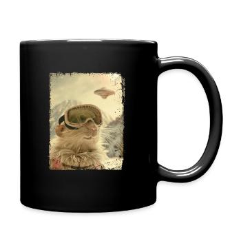 UFO Retro Vintage Uncanny Alien Winter Mouse - Full Colour Mug - black - Right