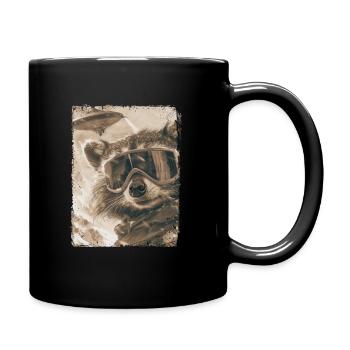 UFO Retro Vintage Uncanny Alien Ski Raccoon - Tasse einfarbig - Schwarz - Rechts
