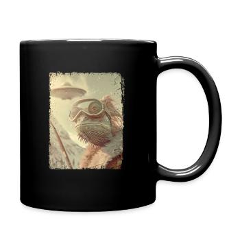 UFO Retro Vintage Uncanny Alien Ski Lizard - Tasse einfarbig - Schwarz - Rechts