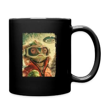 UFO Retro Vintage Uncanny Alien Ski Lizard - Tasse einfarbig - Schwarz - Rechts