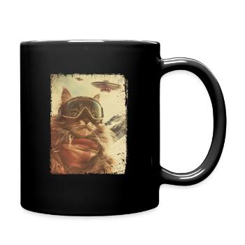 OVNI rétro vintage étrange Alien Ski chat - Mug uni - noir - Droite