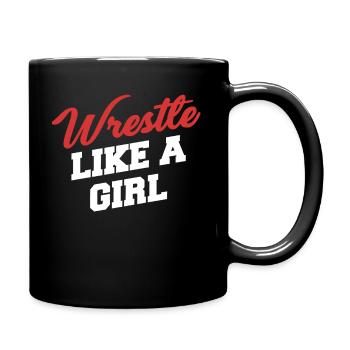 Wrestle Like A Girl Wrestling Martial Arts Karate - Full Colour Mug - black - Right