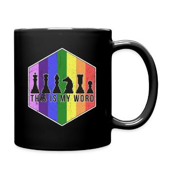 Schach Schachspieler LGBTQ Pride Regenbogen - Tasse einfarbig - Schwarz - Rechts