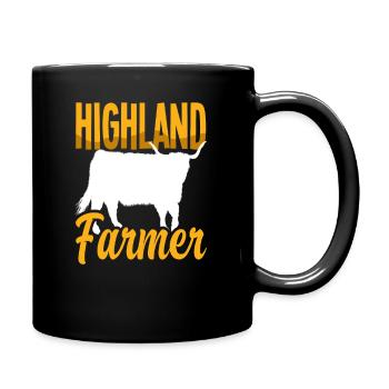Highland Farmer Schottische Hochlandkuh - Tasse einfarbig - Schwarz - Rechts