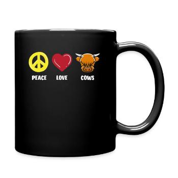 Highland Cow Peace Love Cows - Full Colour Mug - black - Right