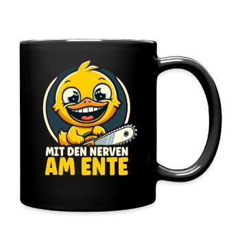 Stress Gestresst Nerven Arbeit Geschenk Spruch - Tasse einfarbig - Schwarz - Rechts