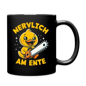 Stress Gestresst Nerven Arbeit Geschenk Spruch - Tasse einfarbig - Schwarz - Rechts