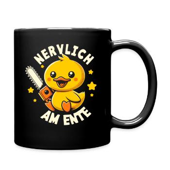 Stress Gestresst Nerven Arbeit Geschenk Spruch - Tasse einfarbig - Schwarz - Rechts
