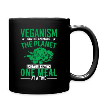 Veganismus: Rettung von Tieren, dem Planeten und deiner Gesundheit - Tasse einfarbig - Schwarz - Rechts