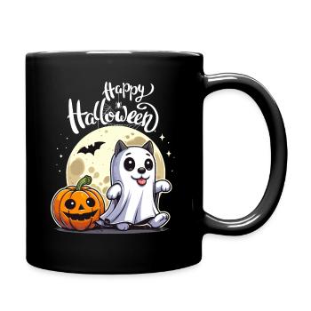 Halloween Katze Vollmond Kürbis Gespenst Kinder - Tasse einfarbig - Schwarz - Rechts