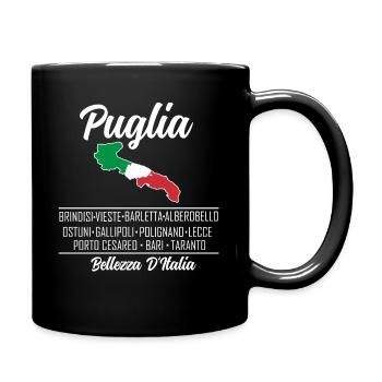 Puglia, Apulien, Italien - Tasse einfarbig - Schwarz - Rechts