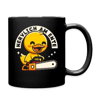 Stress Gestresst Nerven Arbeit Geschenk Spruch - Tasse einfarbig - Schwarz - Rechts