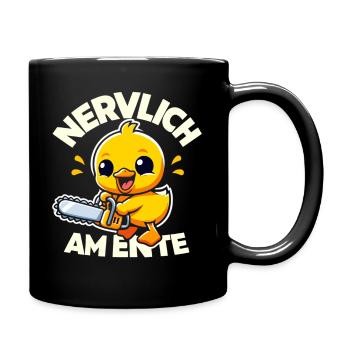 Stress Gestresst Nerven Arbeit Geschenk Spruch - Tasse einfarbig - Schwarz - Rechts