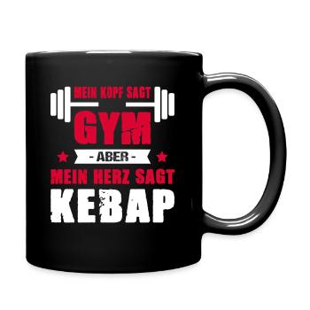 Mein Kopf Sagt Gym Mein Herz Sagt Kebap Cheatday - Tasse einfarbig - Schwarz - Rechts