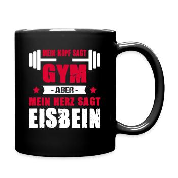 Mein Kopf Sagt Gym Mein Herz Sagt Eisbein Cheatday - Tasse einfarbig - Schwarz - Rechts