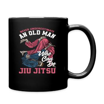 Never underestimate an old man who - Full Colour Mug - black - Right