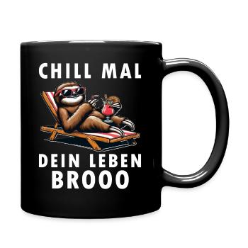Faultier Chill Mal chilliges Faultier - Tasse einfarbig - Schwarz - Rechts