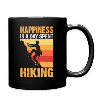 Happiness Is A Day Spent Hiking Wandern - Tasse einfarbig - Schwarz - Rechts