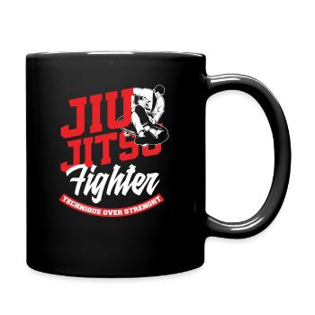 Jiu Jitsu Fighter Technique Over Strength - Full Colour Mug - black - Right