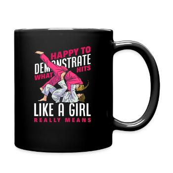 Heureux de démontrer ce qui frappe vraiment une fille - Mug uni - noir - Droite