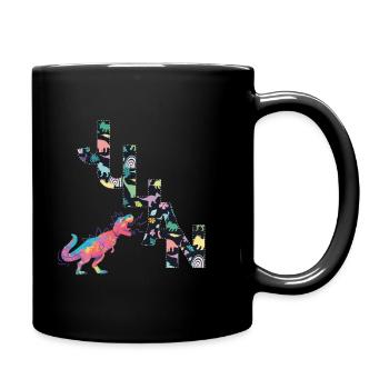 JULIAN - Schöner Jungen Name mit Dinosaurier - Tasse einfarbig - Schwarz - Rechts