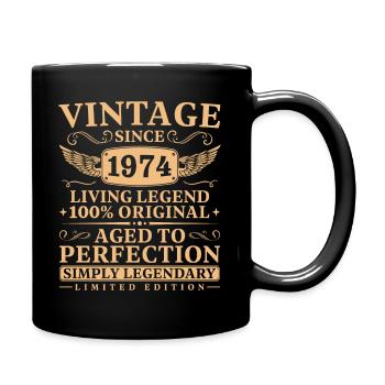 Jahrgang 1974 geboren Legende seit 1974 - Tasse einfarbig - Schwarz - Rechts