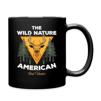 USA Flagge HirschJagd Emblem amerikanischen Jäger - Tasse einfarbig - Schwarz - Rechts