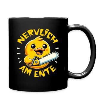Stress Gestresst Nerven Arbeit Geschenk Spruch - Tasse einfarbig - Schwarz - Rechts