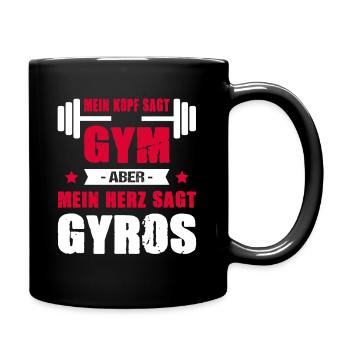 Mein Kopf Sagt Gym Mein Herz Sagt Gyros Cheatday - Tasse einfarbig - Schwarz - Rechts