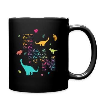 FINN - Schöner Jungen Name mit Dinosaurier - Tasse einfarbig - Schwarz - Rechts