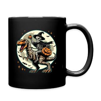 Halloween Bone Man Skeleton Dino Witch Pumpkin - Full Colour Mug - black - Right